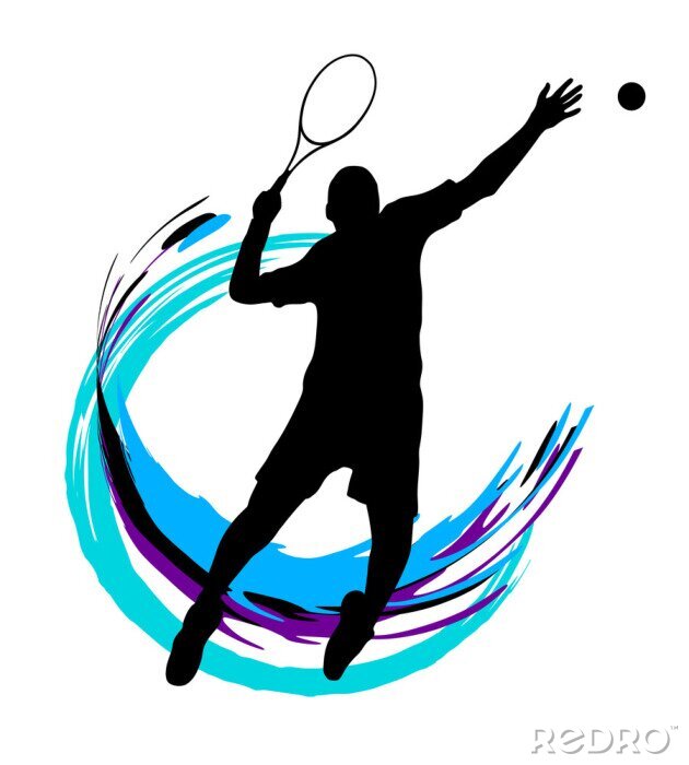 Sticker  Tennis 3d silhouette d'un joueur