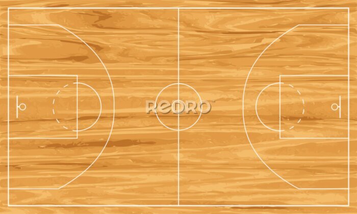 Sticker  Terrain de basketball en bois
