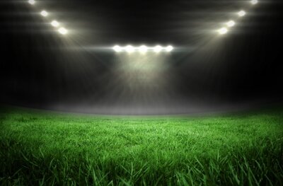 Terrain de football avec des lumières brillantes