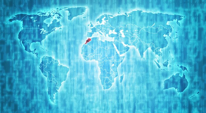 Sticker  Territoire Maroc sur la carte mondiale