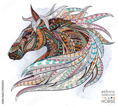 Sticker  Tête de cheval aux motifs indiens
