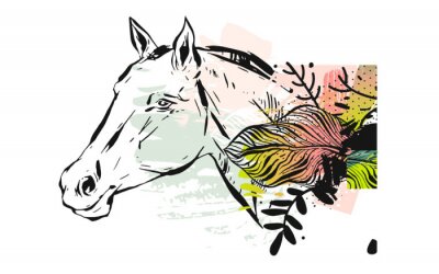 Sticker  Tête de cheval avec une illustration vectorielle de crinière