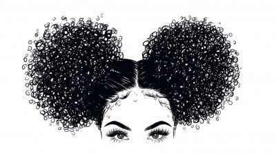 Sticker  Tête de fille avec couettes afro