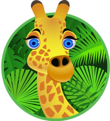 Sticker  Tête de girafe sur le fond d'un cercle vert