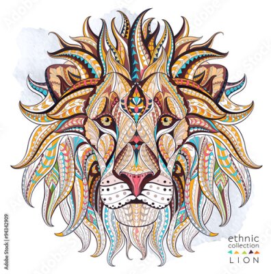 Tête de lion à motifs