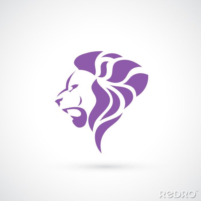 Sticker  Tête de lion de lion de profil dans les graphismes violets