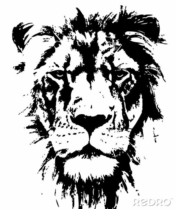 Sticker  Tête de lion noir et blanc