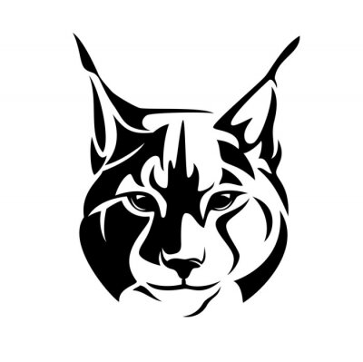 Sticker  Tête de lynx graphismes minimalistes en noir et blanc