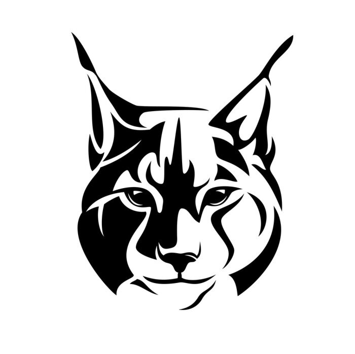 Sticker  Tête de lynx graphismes minimalistes en noir et blanc