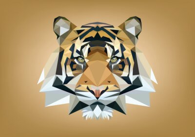 Sticker  Tête de tigre composée de formes géométriques