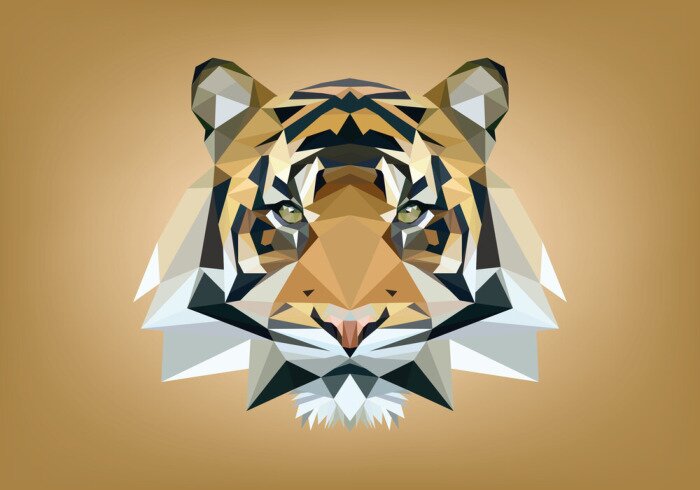 Sticker  Tête de tigre composée de formes géométriques