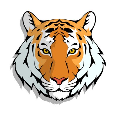 Sticker  Tête de tigre de tigres aux yeux jaunes