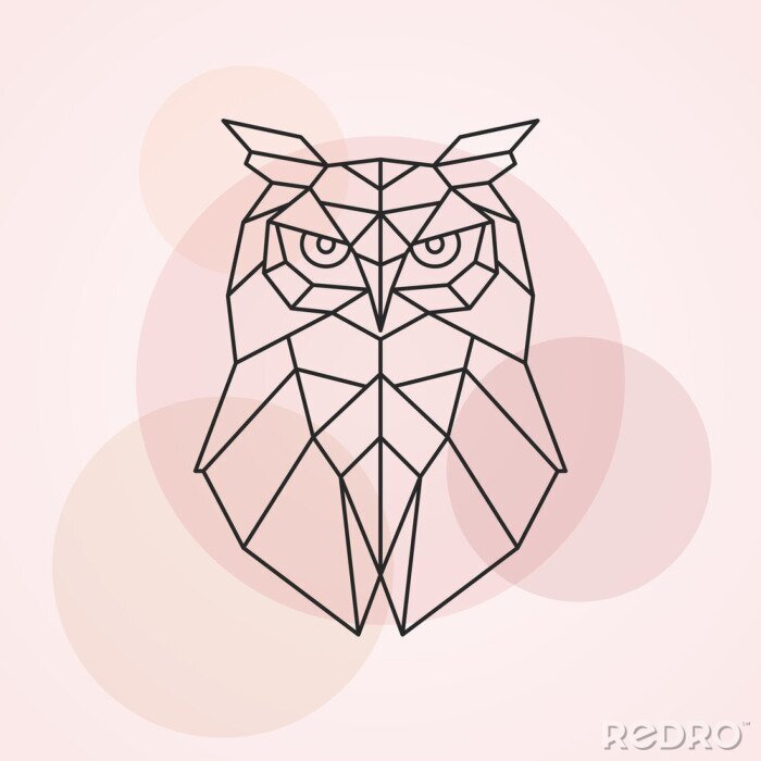 Sticker  Tête géométrique d'un hibou. Illustration vectorielle abstraite d'un oiseau sauvage.