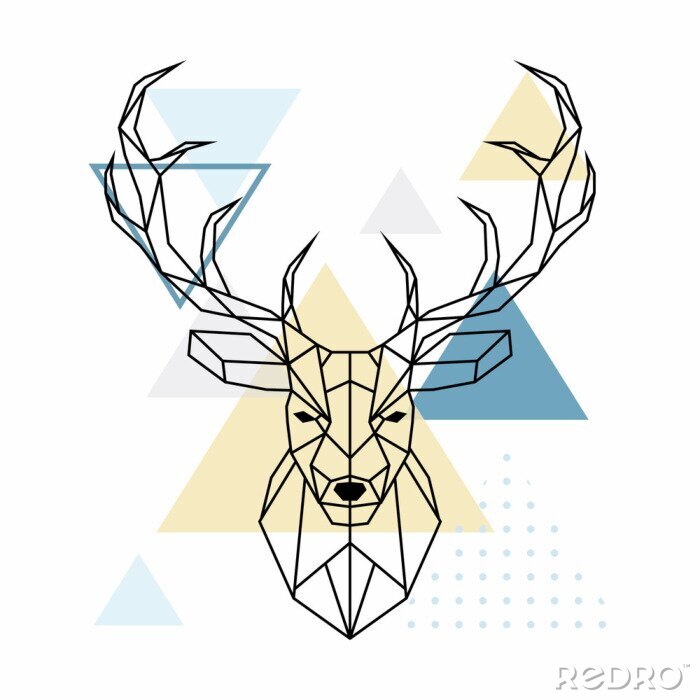 Sticker  Tête polygonale de cerf. Style scandinave. Illustration vectorielle