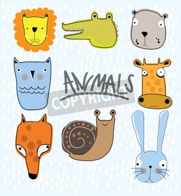 Sticker  Têtes d'animaux divers rappelant les dessins d'enfants