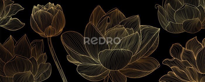 Sticker  Texture tendance de fleurs de lotus noir