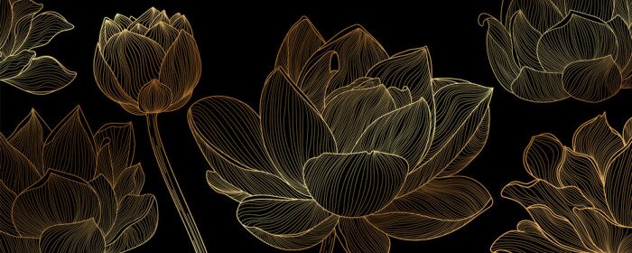 Sticker  Texture tendance de fleurs de lotus noir