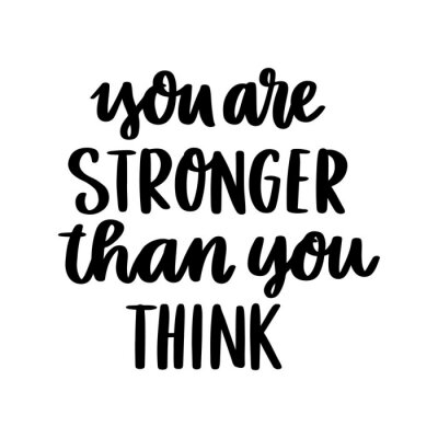 Sticker  The hand-drawing motivational quote: You are stronger than you think, in a trendy calligraphic style. It can be used for card, mug, brochures, poster, t-shirts, phone case etc.