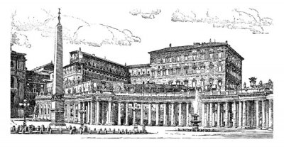 Sticker  The Vatican, vintage illustration.