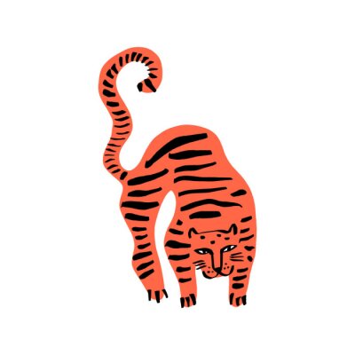 Sticker  Tigre accroupi drôle