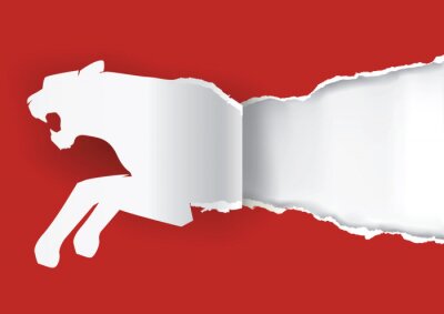 Sticker  Tigre blanc sur fond rouge