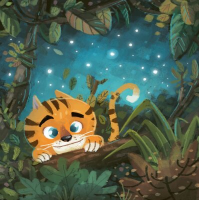 Tigre dans la forêt pour les enfants