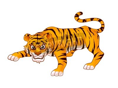 Sticker  Tigre énergique style dessin