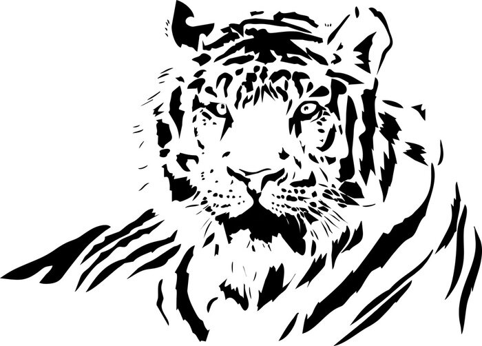 Sticker  Tigre fier en noir et blanc