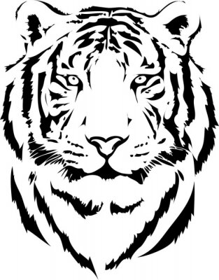 Sticker  Tigre minimaliste couleurs noir et blanc