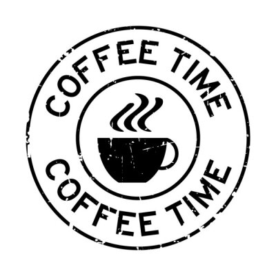 Sticker  Timbre avec une tasse de café et l'inscription