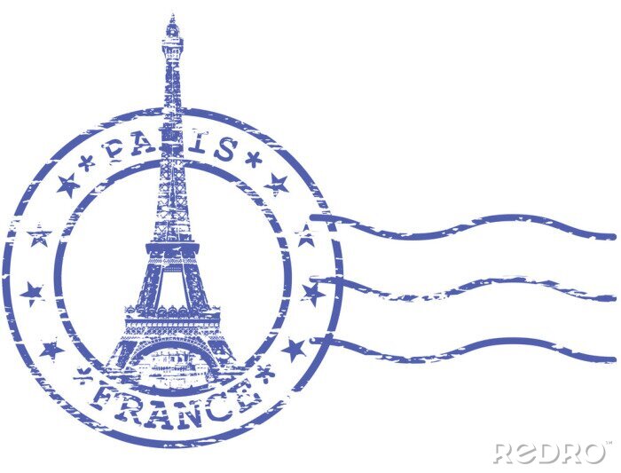Sticker  Timbre minable avec la tour Eiffel - Sites de Paris
