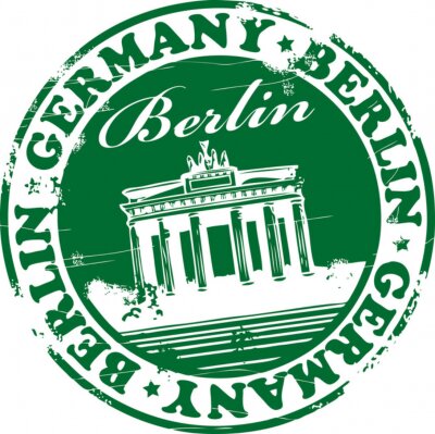 Sticker  Timbre vert avec le nom Berlin