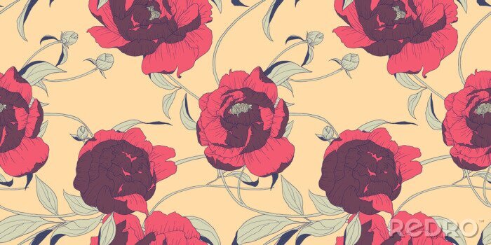 Sticker  Tons rouge pivoine et bordeaux