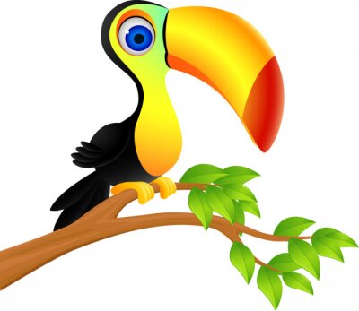 Sticker  Toucan avec un bec coloré sur une branche