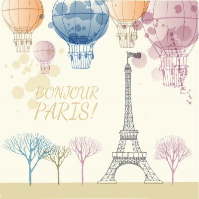 Sticker  Tour Eiffel avec ballons