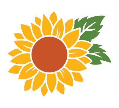 Sticker  Tournesol avec feuille verte