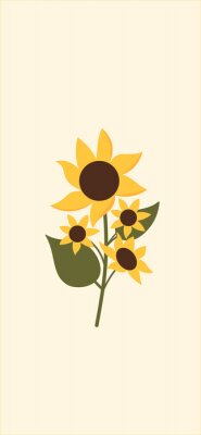 Sticker  Tournesol dans une illustration minimaliste