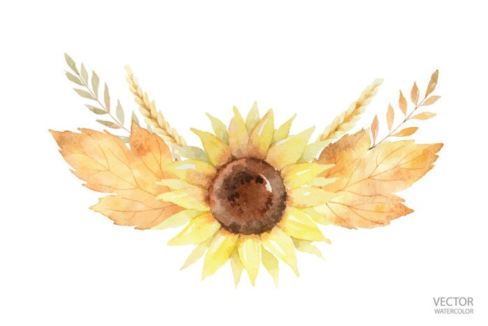 Sticker  Tournesol et feuilles d'automne