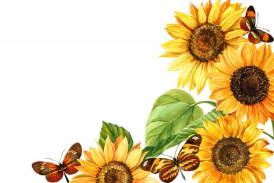 Sticker  Tournesols aux papillons