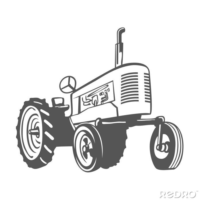 Sticker  Tracteur agricole Monochrome Design. Vecteur