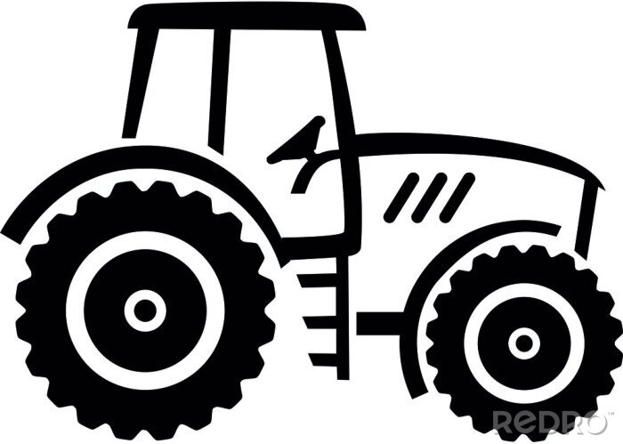 Sticker  Tracteur agriculteur dessiné blanc