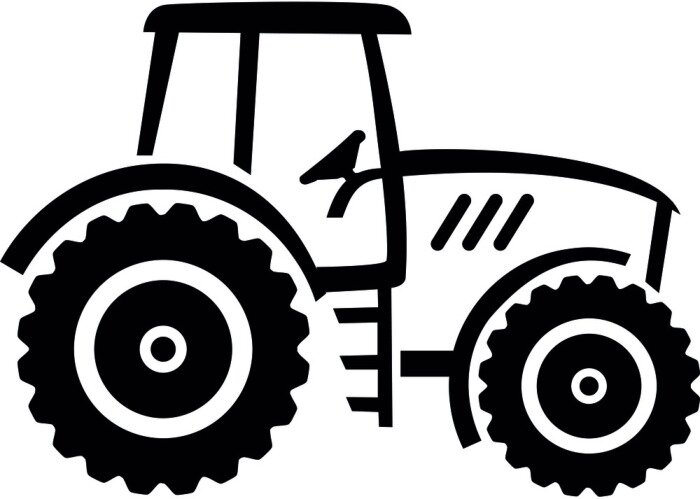 Sticker  Tracteur agriculteur dessiné blanc