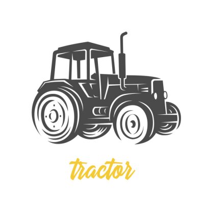 Sticker  Tracteur. Illustration en noir et blanc.