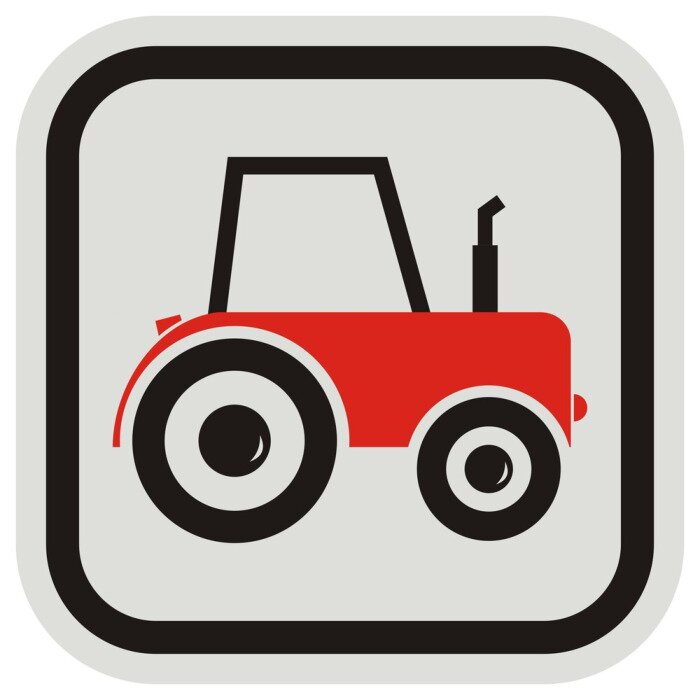 Sticker  Tracteur rouge, icône vector, cadre