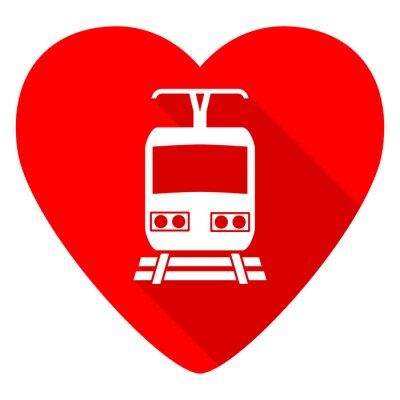 Sticker  Train coeur rouge valentine icone plat