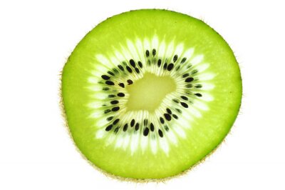 Sticker  Tranche fraîche kiwi isolée sur fond blanc