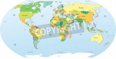 Sticker  très détaillée carte politique du monde