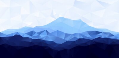 Sticker  Triangle, bas, poly, polygone, géométrique, fond, bleu, montagne