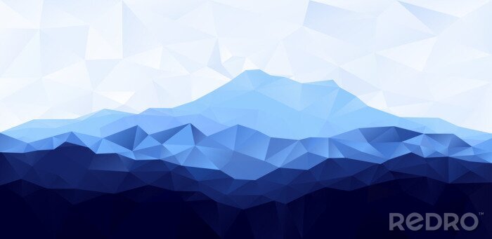Sticker  Triangle, bas, poly, polygone, géométrique, fond, bleu, montagne