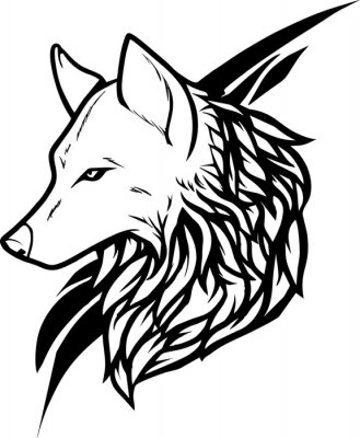 Sticker  Tribal - tête de loup sauvage tatouage pochoir design